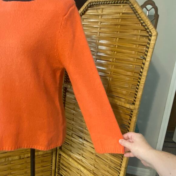 Calypso St. Barth 100% Cashmere Sweater Coral Orange Medium Soft Luxe cozy - Picture 4 of 8